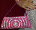 Clutch - Pink Beaded Indian Designer Stylish Purse 