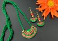 Red and Green Semi-Circle pendant and Earrings!!!!