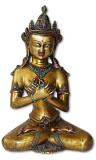 Large Antique Finish Brass Seated Buddha Statue 30" x 20"