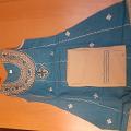 Girl’s Turquoise Embroidered Detail Suit 4-5 Years Age Indian #4851545