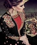 Stunning Black Gold Anarkali Suit w/ Heavy Work - Unstitched Stunning Black Gold Anarkali Suit w/ Heavy Work - Unstitched