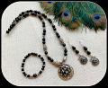Mudra Oxidised pendant and Earrings with Stretchable Bracelet !!!!