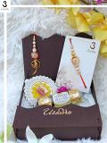 Delightful Bhaiya Bhabhi Rakhi Gift Set w/Roli,Chaval,Chocolate & Card Delightful Bhaiya Bhabhi Rakhi Gift Set w/Roli,Chaval,Chocolate & Card
