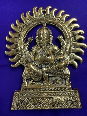 Brass Made Antique Wall Hanging Decor of Ganeshji 10" Brass Made Antique Wall Hanging Decor of Ganeshji 10"
