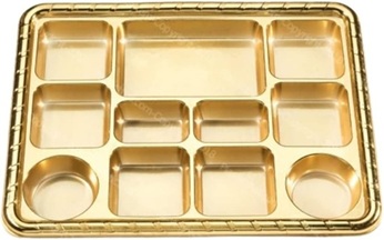 11 Compartment Disposable Gold Plates Thali 