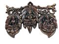 Black Metal Antique Wall Hanging of Lakshmi, Ganeshji n Saraswatiji -17"