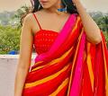 Bright Multi-Stripes Silk Finish Partywear Saree