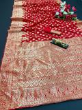 Saree - Red Banarsi Silk Finish Kanjiviram Saree Shieno Saree #5481894