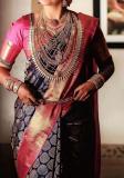 Silk Saree Banarsi Deep Purple Silk Finish Kanjiviram Saree Saree #5481898