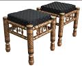 Handcrafted Sankheda Stools / Ottoman - Copper / Black (2 Pcs)