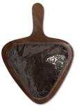 Sizzler Plate/Tray with Wooden Base in Triangle Shape W/Handle - 13 x 10"