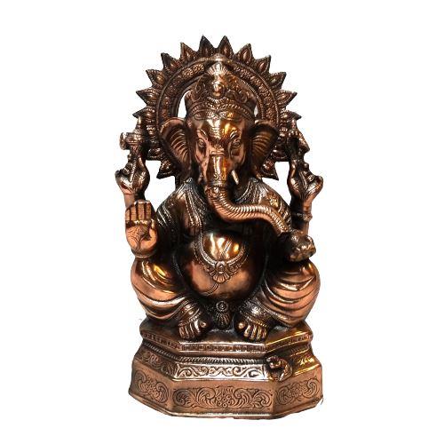 Carved Black Metal Ganesha Statue With Base - 19" Carved Black Metal Ganesha Statue With Base - 19"