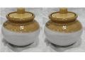 2 Pcs Indian Handmade Ceramic Pickle Jar (Round) With Lid/Achar Barni - 4" 2 Pcs Indian Handmade Ceramic Pickle Jar (Round) With Lid/Achar Barni - 4"