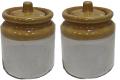 2 Pcs Indian Handmade Ceramic Pickle Jar With Lid/Achar Barni - 3.5" 2 Pcs Indian Handmade Ceramic Pickle Jar With Lid/Achar Barni - 3.5"