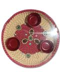 10.5 Inch Red Aarti Thali with Indian Design and Accessories Included