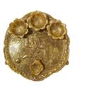 Sacred Golden Aarti Thali with Swastika and Ganesha Design - 9"