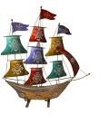 Colorful Metal Ship Statue for Nautical Themed Home Decor Colorful Metal Ship Statue for Nautical Themed Home Decor