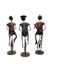 Indian Musicians on Unicycles: Set of 3 Rot Iron Showpieces