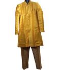 Traditional Indian Sherwani for Men - Golden Self Print (S to 6XL)