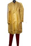 Traditional Indian Sherwani w/ Maroon Pajama for Men - Gold #2 (S-3XL)