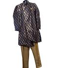 Traditinal Indian Design Sherwani for Men - Dark Blue & Gold (S to 3XL)