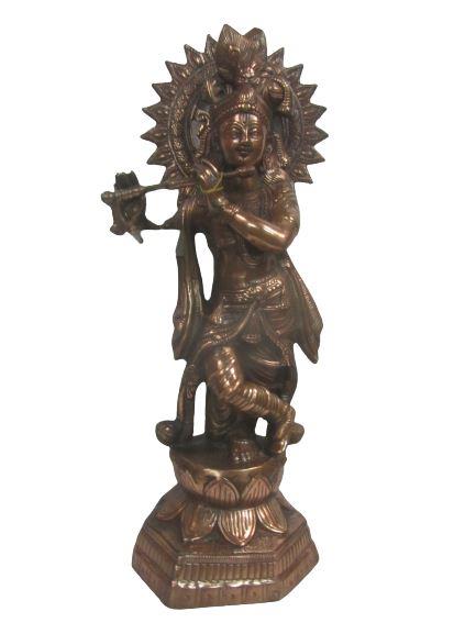 Artistic Black Metal Large Statue Lord Krishna in his signature Pose 26.75" Artistic Black Metal Large Statue Lord Krishna in his signature Pose 26.75"