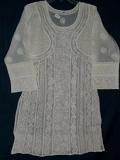 Blouse White Cotton Hand Embroidered Tunic Kurti Medium Size #057