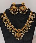 Very Grand Antique One Gram Gold Plated GuttaPulusu Short Haaram & Earrings