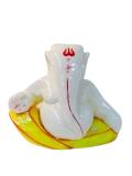 White Fiber in Marble Finishing Ganesh Statue in Abstract Style - 11.5"