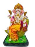 Beautiful n Colorful Fiber Ganesh Statue on Conch - 11.25" # 5