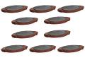 10 Pcs Oval Shape Sizzler Plates with Wooden Base