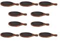 10 Pcs Cast Iron Racket style Sizzler Plates with Wooden base