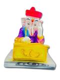 Beautiful n Colorful Fiber Medium Ganesh Statue - 7" # 53