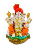 Beautiful n Colorful Fiber Medium Ganesh Statue - 8.5" # 65
