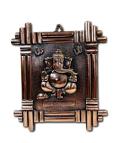 Black Metal Antique Wall Hanging Decor of Ganeshji in Frame - 15" # 3