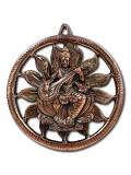 Black Metal Antique Wall Hanging Decor of Goddess Saraswati Mata - 9" Black Metal Antique Wall Hanging Decor of Goddess Saraswati Mata - 9"