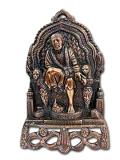 Black Metal Antique Wall Hanging Decor of Sai Baba on Sinhasan - 10"