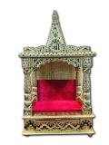 Traditional Design Golden Meenakari Work Plated Open Mandir Temple - 14.75"