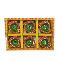 Paan Shape Decorative Clay Diyas-pack of 6 (C145)