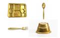 8 Compartment Disposable Gold Plates - Indian Thali Plastic Tray - 100 w/Spoon/Fork/Bowl 8 Compartment Disposable Gold Plates - Indian Thali Plastic Tray - 100 w/Spoon/Fork/Bowl