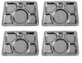 4 Pcs Large Stainless Steel Roti Thali (Rectangle) - 6 Compartments 4 Pcs Large Stainless Steel Roti Thali (Rectangle) - 6 Compartments