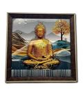 Beautiful Wooden Fiber Acrylic Wall Piece of Lord Bhudha#1 - 13.50 x 13.50"
