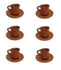 Set of 6 Earthen Natural Clay Cup Saucer from India