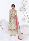 Cream Pure Cotton Printed Embroidered Plazzo Suit (Unstitched) Cream Pure Cotton Printed Embroidered Plazzo Suit (Unstitched)