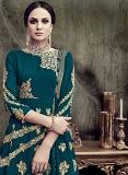 Turquoise Heavy Work Anarkali Salwar Kameez - Unstitched Turquoise Heavy Work Anarkali Salwar Kameez - Unstitched