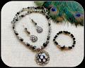 Buddha Oxidised pendant and Earrings with Stretchable Bracelet !!!!