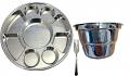 9 Compartment Disposable Silver Plates for Indian Food (100 Thali, Forks & Bowls)