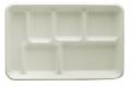Eco-Friendly 6 Compartment Thali Biodegradable White Plates - 100 Pack