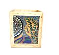 Rajasthani Madhubani Peacock  Wood Pen Stand 