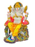 Beautiful n Colorful Fiber Medium Ganesh Statue - 7.5" # 60